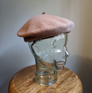 YTC Tan Wool French Beret made in Czechoslovakia